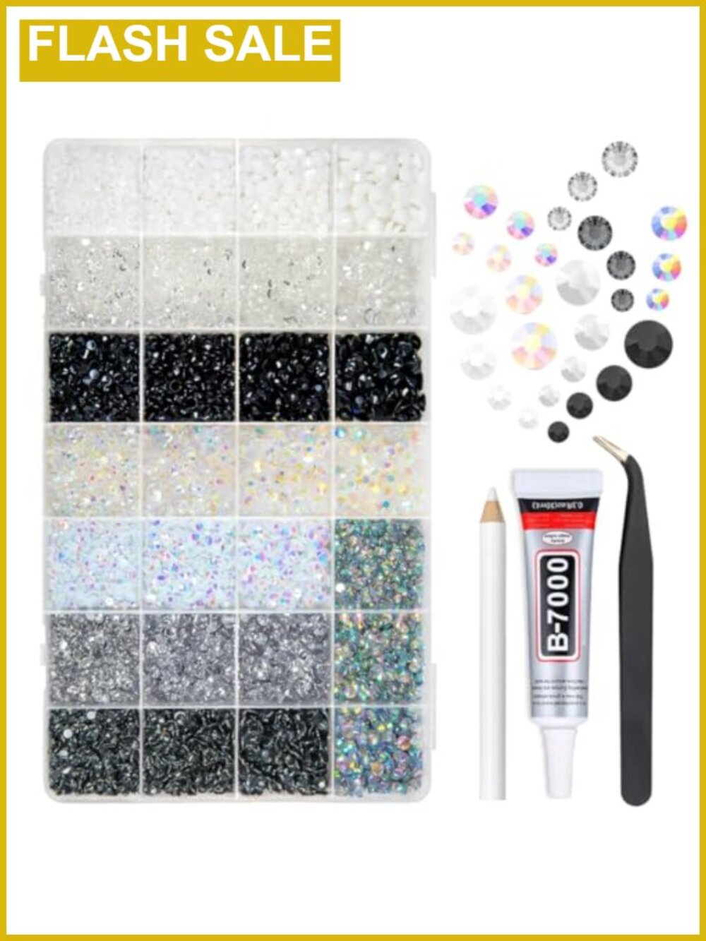 28 Types Resin Rhinestones with B7000 Glue for Crafting